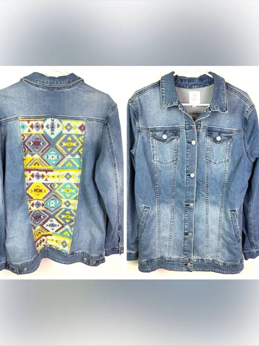 NWT LULAROE Jaxon Denim Jacket with Embroidered Design on Back Size X-Large